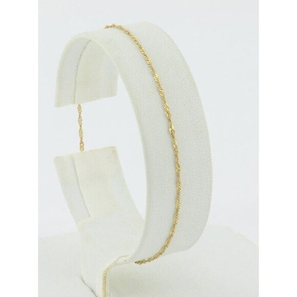 14k Yellow Gold Twist Chain Bracelet 7 1/4" Dainty - Picture 5 of 9